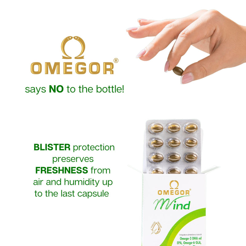 OMEGOR Mind Omega 3 and Bacopa Monnieri - Memory and Focus Supplement for Kids and Senior with Borage Oil, Zinc and Vitamin B (30 Capsules) 30 count (Pack of 1)