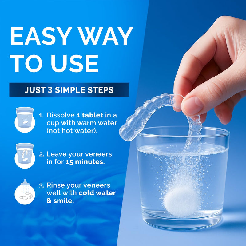 [Australia] - Retainer Cleaner Tablets for Invisalign Approved for Ultrasonic Cleaners -120 Denture Cleaning Tablets for Aligners, Night Guard, Mouth Guard - Denture Cleaner Tablets 4-Month Supply 