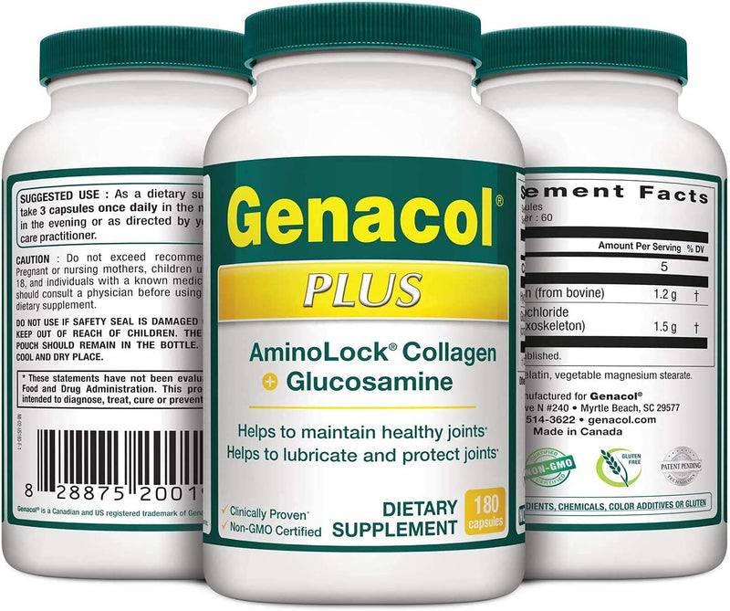 [Australia] - Genacol Glucosamine and Collagen Joint Supplement Glucosamina Colageno | Lubricates, Protects and Maintains Heathy Joints | Relieves Joint Discomfort Plus 180 Capsules 180 Count (Pack of 1) 