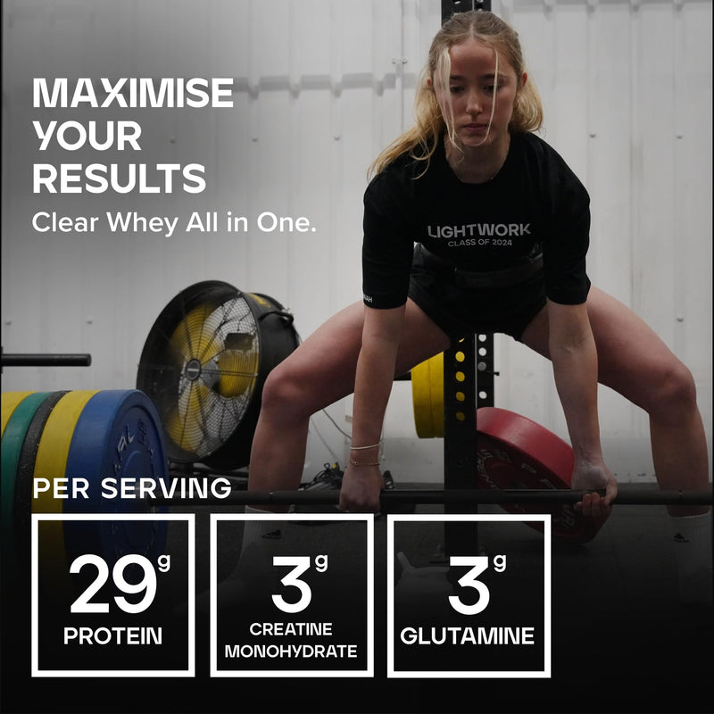 Bulk Clear Whey All in One, Protein Powder Shake with Creatine, Glutamine, BCAA, Carbohydrates, Strawberry & Lime, 500 g, 10 Servings, Packaging May Vary