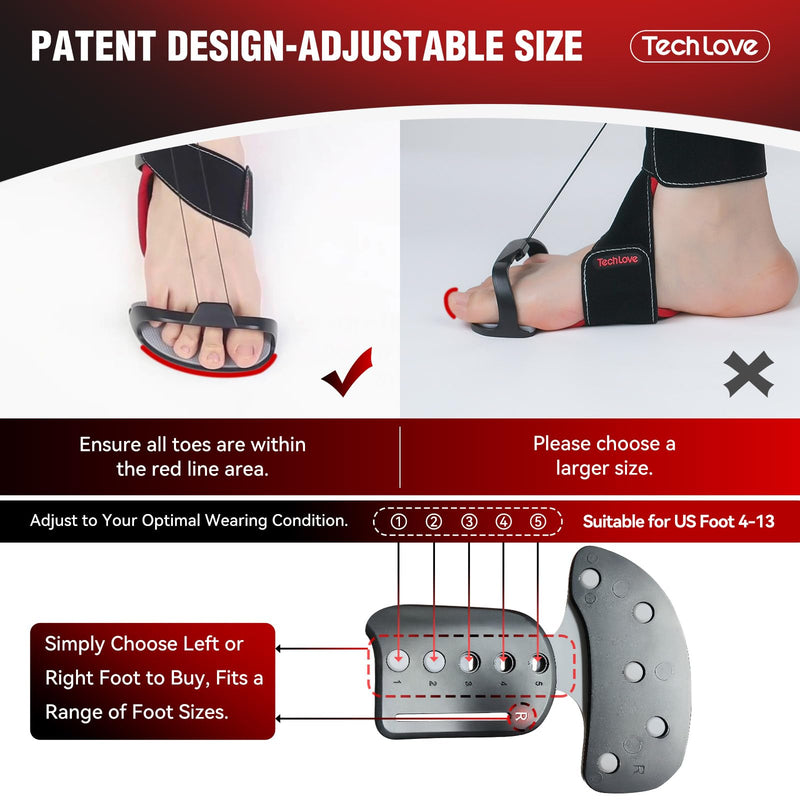 [Australia] - Tech Love Patented Plantar Fasciitis Night Splint with Ice Pack - Stepless Adjustment, Plantar Fasciitis Relief Splint with Adjustable Size for Achilles Tendonitis| Left foot LEFT FOOT 