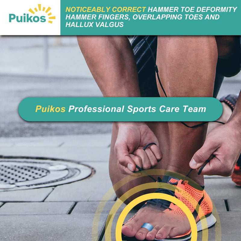 [Australia] - Puikos Pack of 4 Hammer Toe Pads Hallux Valgus Correction Toe Separator Toe Separator Set Silicone Bunion Hammer Toe Correctors (Blue) 