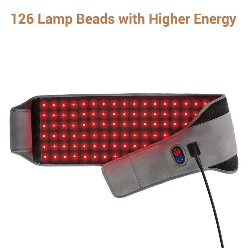 Comfytemp Red Light Belt with 126 LEDs, 660nm & 850nm, 22W(Corded) | Wearable Near Infrared Light Wrap with Timer, Home Office Use, Wasit Belly Birthday Gifts for Women Men Mom Dad Gray