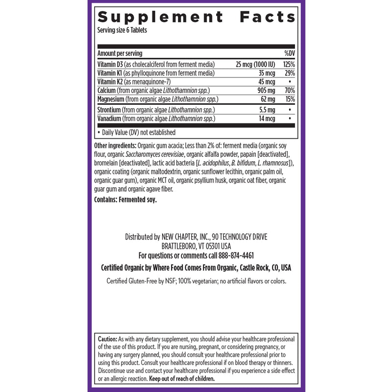 [Australia] - New Chapter Calcium Supplement - Bone Strength Tiny Tabs Organic Calcium with Magnesium, Vitamin D3+K2, 70+ Trace Minerals for Bone Health, Gluten Free, Easy to Swallow - 240 ct Unflavored 240 Count (Pack of 1) 