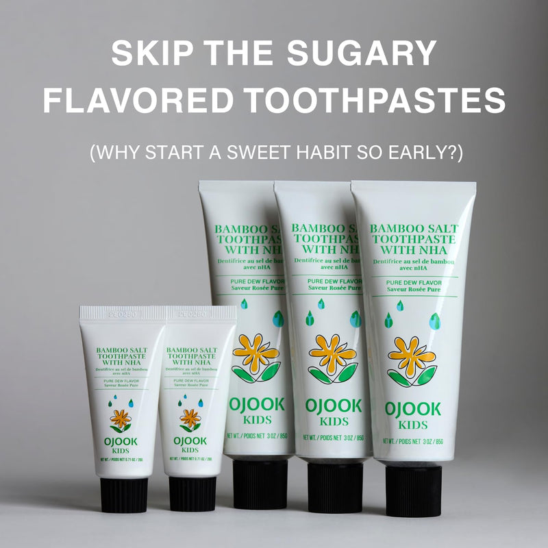 [Australia] - Kids Fluoride Free Bamboo Salt Toothpaste with nHA - Pure Dew | Nano Hydroxyapatite, Remineralizing, Strengthening Enamel for First Teeth, Safe to Swallow (3oz) 3 Ounce (Pack of 1) 