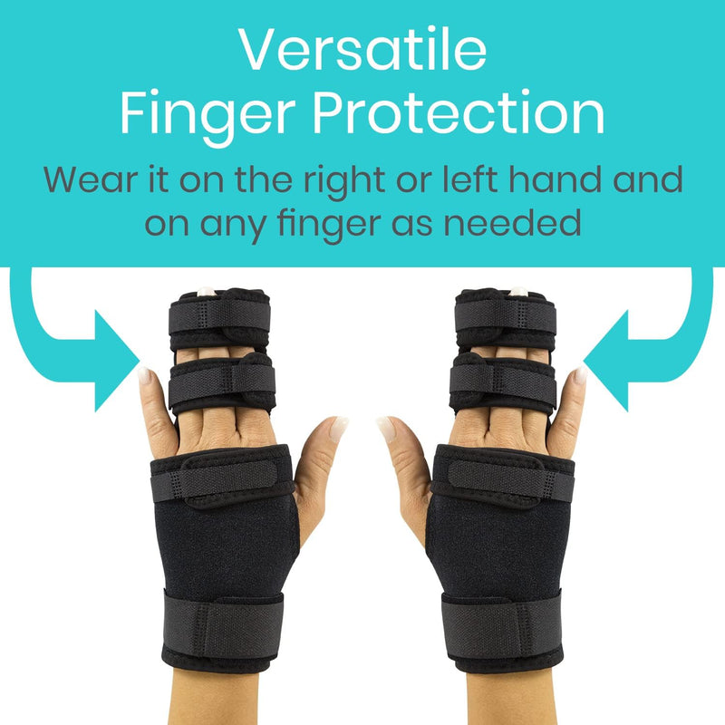 [Australia] - Vive Trigger Finger Splint - 2 Finger Brace for Middle, Index, Pinky, or Ring Fingers - Adjustable Hand and Wrist Support - Straightening Immobilizer for Broken Fingers, Arthritis, and Contractures Black 