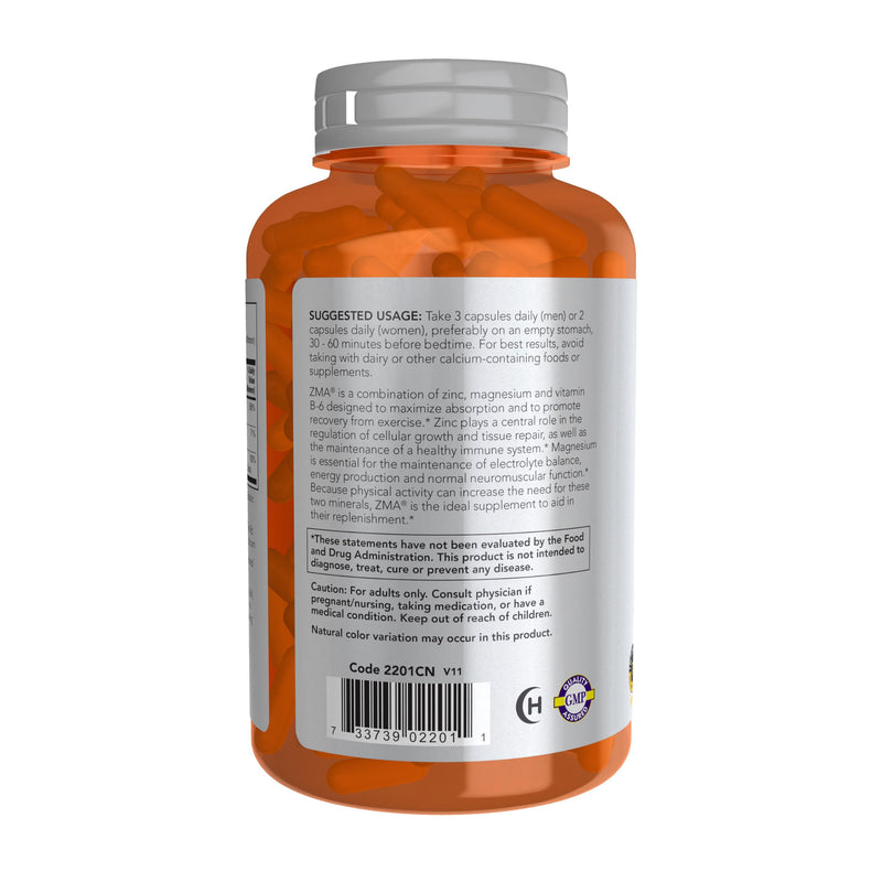 NOW Foods Sports Nutrition, ZMA (Zinc, Magnesium and Vitamin B-6), Enhanced Absorption, Sports Recovery*, 180 Capsules, (Pack of 2) 180 Count (Pack of 2)