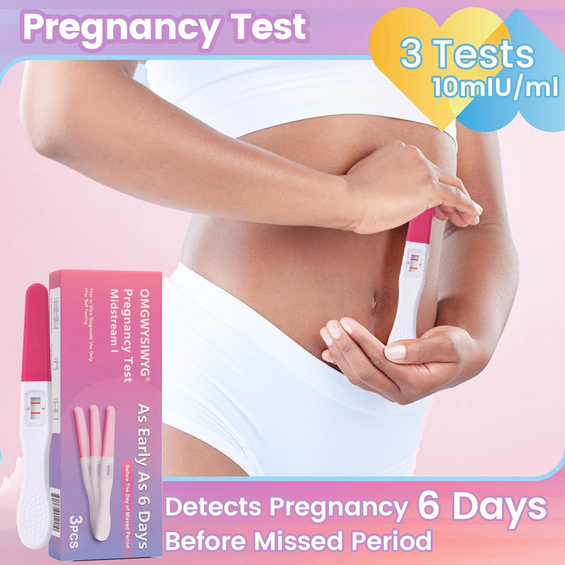 Pregnancy Test Early Detection, 3 Pack, 10 MIU/mL | Ultra-sensitive 10 mIU/mL hCG detection, Results in in 40 seconds, 6 days before missed period, Over 99% accurate 3 Count (Pack of 1)