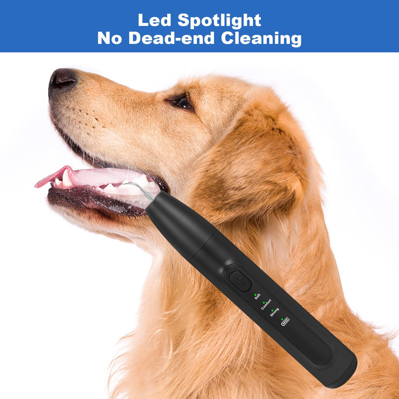 [Australia] - Dog Tooth Brushing Kit, Dog Teeth Cleaning Kit with Led Light, 3 Modes Dogs Plaque and Tartar Remover, Rare Pet Canident - Sonic Tooth Cleaner for Doggies and Cats, Obsidian 