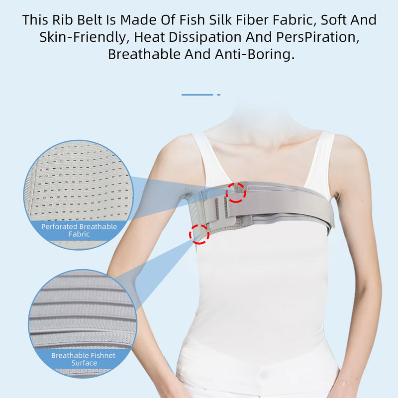 Rib Brace for Women,Breathable Men Rib Compression Wrap for Cracked Ribs and Broken Rib,Chest Binder and Rib Protector (Medium) Medium