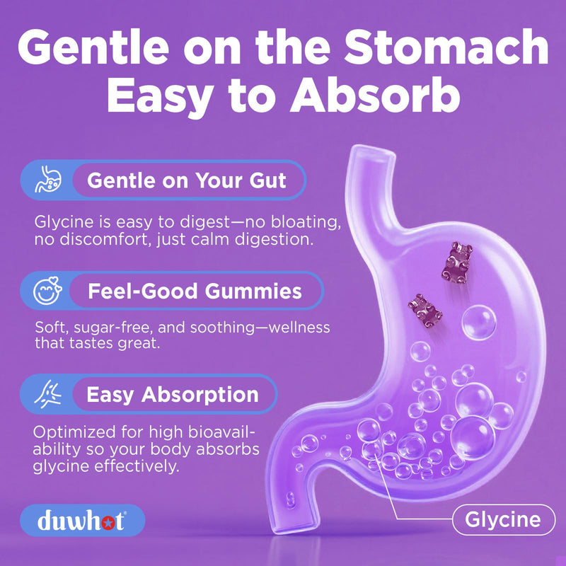 Glycine Gummies, 3g(3000 mg) Glycine Supplements for Sleep, Sugar-Free, 60 | For Detox, Relax, Nerve Support, Blueberry Flavor, Vegan, Non-GMO, Gluten-Free 60 Count (Pack of 1)