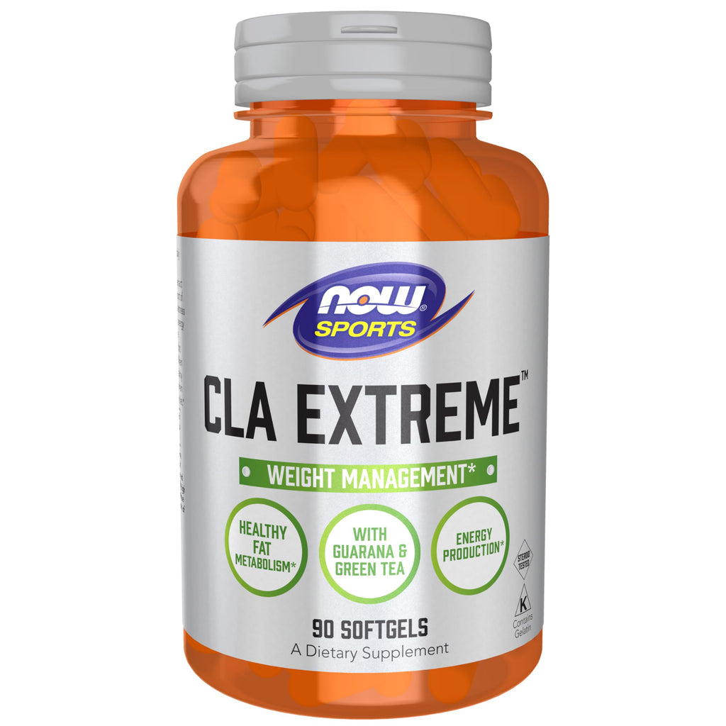 NOW Sports Nutrition, CLA Extreme™ (Conjugated Linoleic Acid) With Guarana & Green Tea, 90 Softgels 90 Count (Pack of 1)