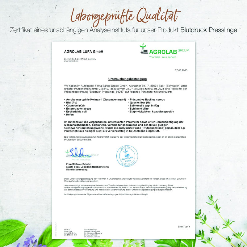 [Australia] - Blood pressure tablets I Purely plant-based active ingredient complex made from naturally obtained potassium, cocoa, herbs, olives, pomegranate, acerola (220 pieces) Naturopathy potassium tablets BÄRBEL DREXEL® 