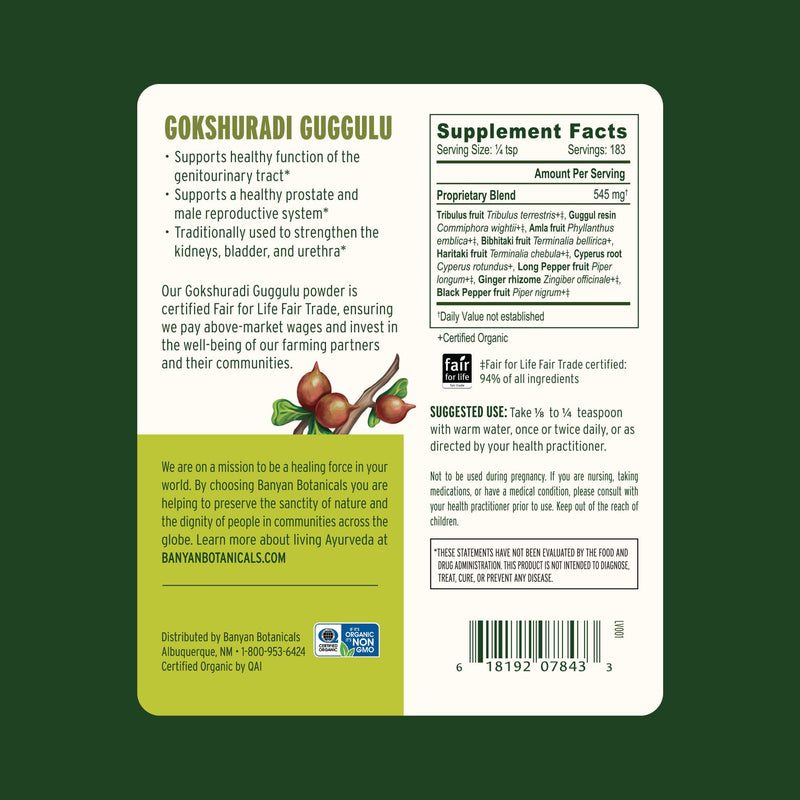 [Australia] - Banyan Botanicals Gokshuradi Guggulu Powder ‚Äì Organic Ayurvedic Supplement with Guggulu & Gokshura ‚Äì for Healthy Urinary Tract and Kidney Support* ‚Äì 3.5 oz ‚Äì Non-GMO Sustainably Sourced Vegan 