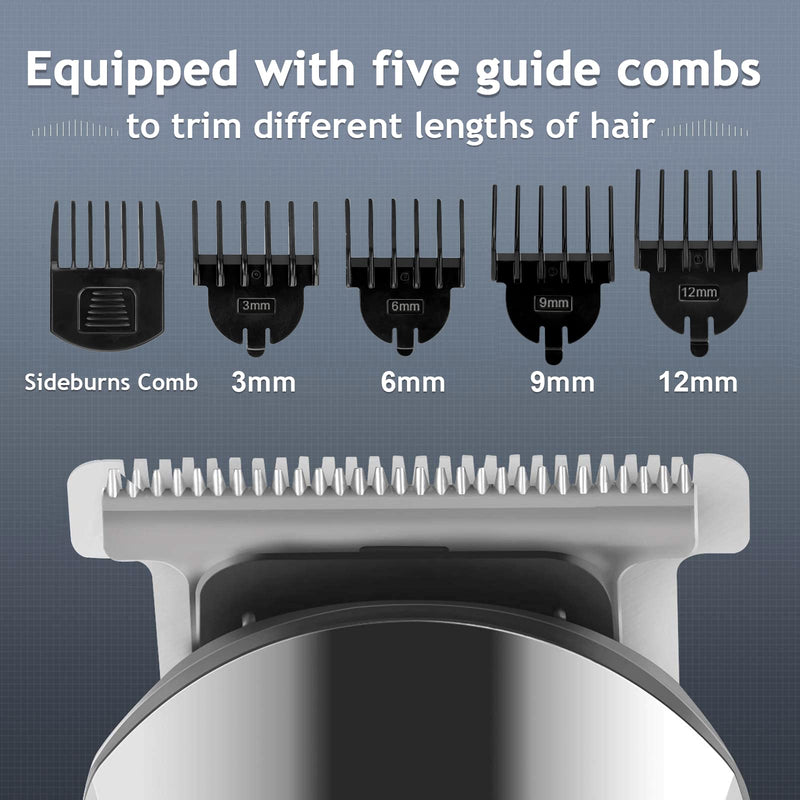 [Australia] - Ufree Beard Trimmer for Men, Waterproof Electric Razor for Nose, Body, Face & Mustache, Cordless Hair Clippers Shavers Grooming Kit, Gifts for Men Husband Father Silver 