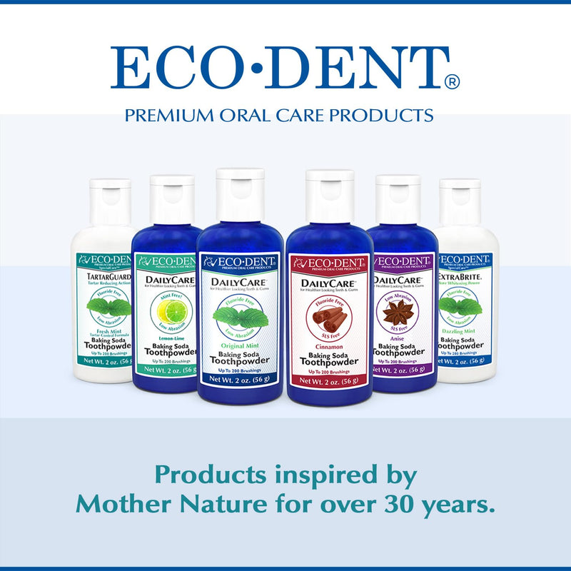 [Australia] - Eco-Dent TartarGuard Baking Soda Toothpowder - Enzyme Cleaning Action for Tartar Control, SLS-Free, Fluoride-Free Toothpaste Alternative, Fresh Mint Tooth Powder, 2 Oz (Pack of 2) 