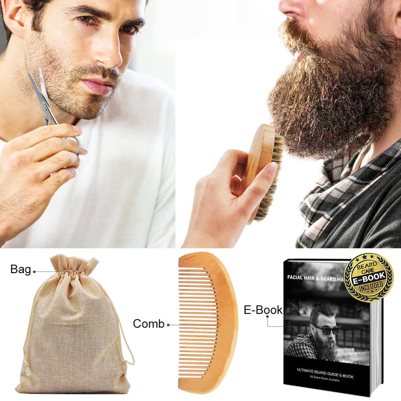 [Australia] - Gifts for men, beard care set for men, beard growth care set with beard shampoo, conditioner, beard oil, balm, beard roller, beard comb, men's gifts Christmas, gift Christmas gifts for men black 