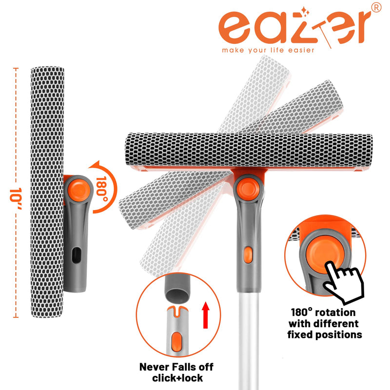 [Australia] - eazer 46'' Professional Window Cleaner Tool, 2-in-1 Rotatable Squeegee for Window Cleaning Kit, Window Washing Equipment Kit with Threaded Extension Pole(20''-46'') for Shower/windshield. Ea1626-ps3 