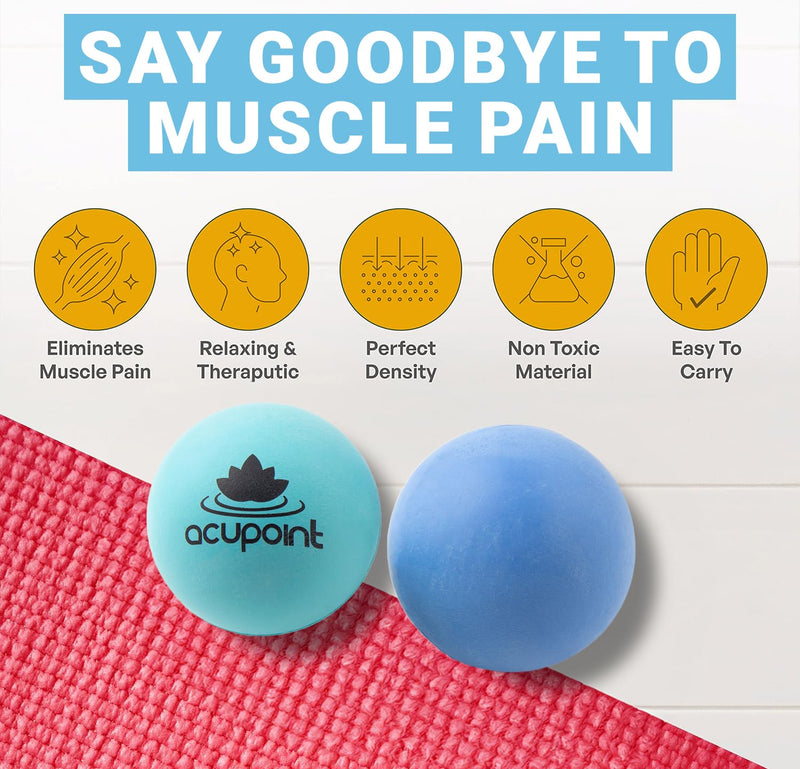 [Australia] - Physical Massage Therapy Ball Set - Ideal for Yoga, Deep Tissue Massage, Trigger Point Therapy and Myofascial Release Physical Therapy Equipment Blue 