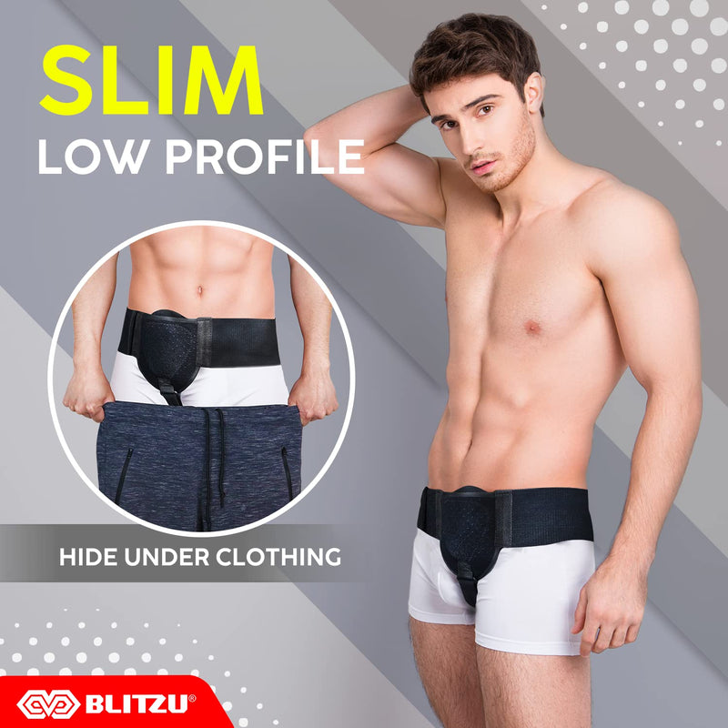 [Australia] - Hernia Belt for Men & Women. Femoral, Umbilical, Inguinal Hernia Belts. Groin Brace Truss Support Guard With Removable Compression Pad. Comfortable Adjustable Waist Strap Hernia Guard Black S-M Small/Medium 