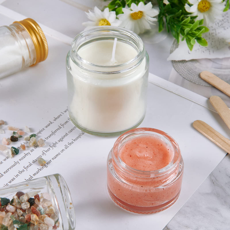 1oz 40Pack Clear Glass Jars with Lids Sets and 2oz 30Pack Empty Cosmetic Containers Round Airtight Glass Jars