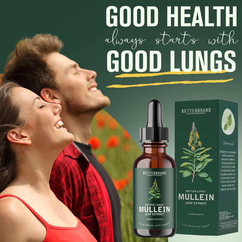 [Australia] - Betterbrand BetterLungs Mullein Leaf Extract - Support Lung Cleanse & Respiratory Function for Healthy Breathing - Natural Supplement, Tincture Drops | Non-GMO, Vegetarian | 1 Month Supply 