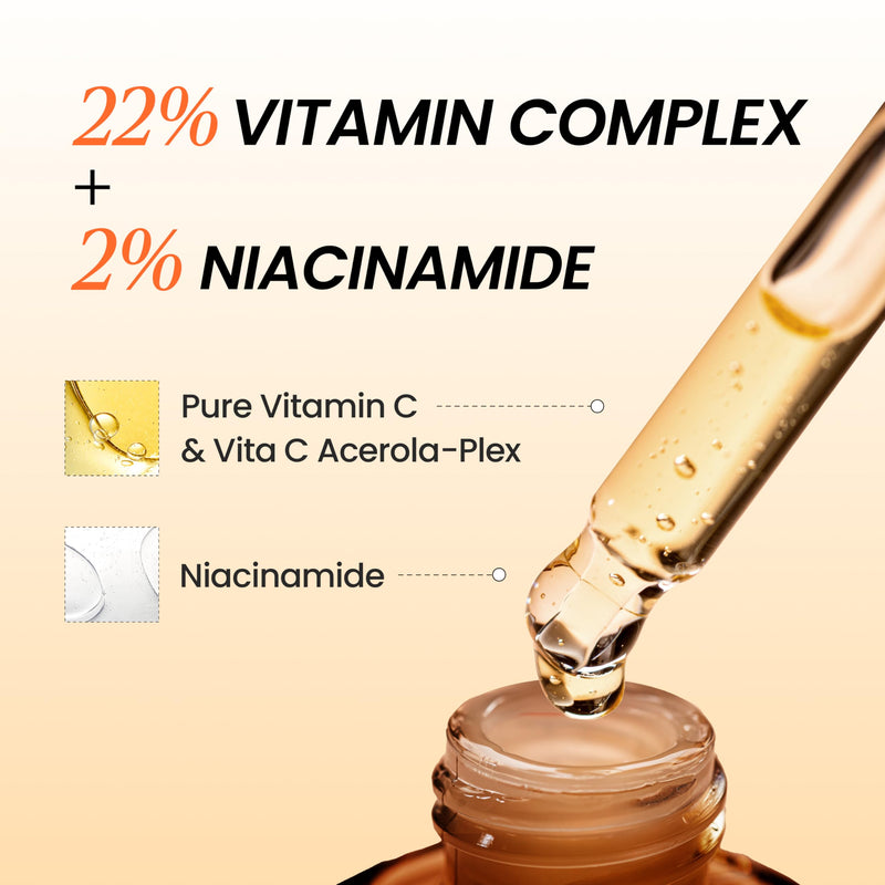 DERMALOGY by NEOGEN Real Vita C Serum - 22% Vitamin C Glow Serum with Ferulic Acid, Niacinamide & Zinc for Dark Spots, Uneven & Dull Skin, Korean Skin Care (32g/ 1.12 oz)