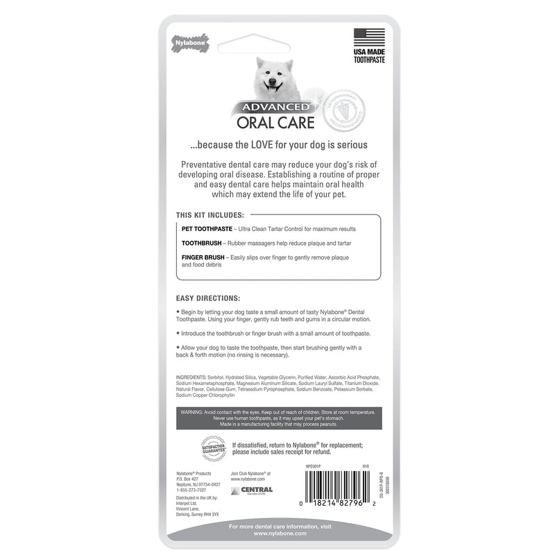 [Australia] - Nylabone Advanced Oral Care Dog Dental Kit Original Flavor 2.5 oz. 