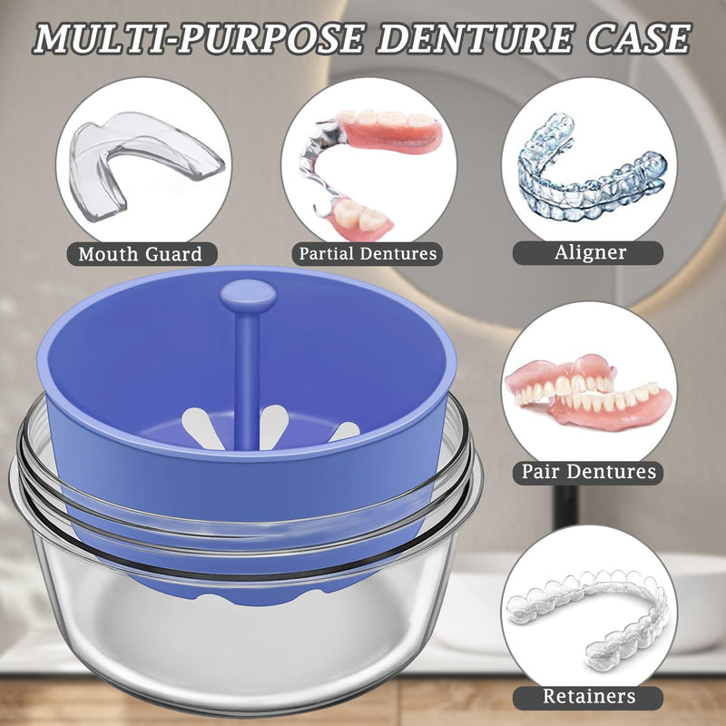 [Australia] - Denture Case, Absolutely Leak-Proof Denture Bath, Practical Denture Case With Strainer For Dentures, Retainer, Mouth Guard & Night Guard, Portable Denture Cup For Traveling Basic(PURPLE) 