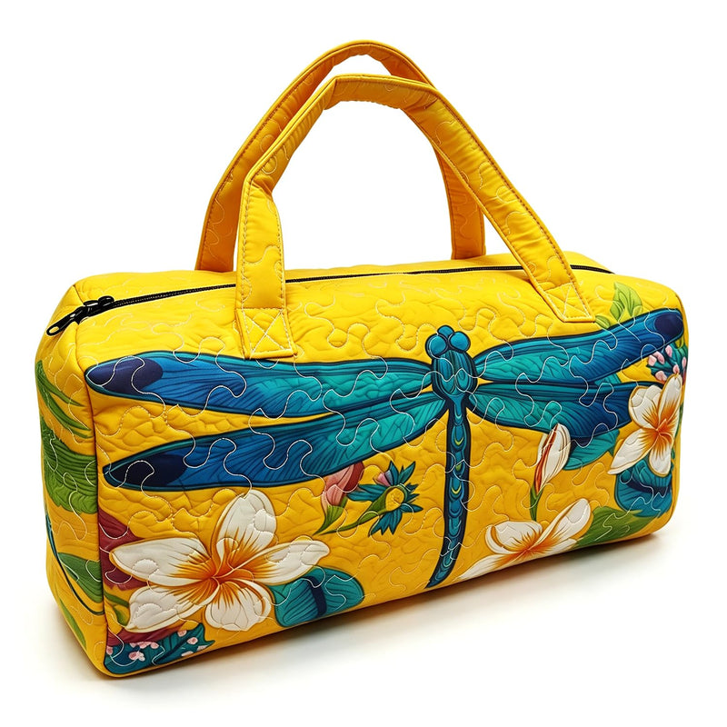 Women's Quilted Weekender Duffel Bag – Foldable Lightweight Travel Tote for Overnight Gym | 18"x9"x9", Colorful Patterns (Dragonfly) Dragonfly