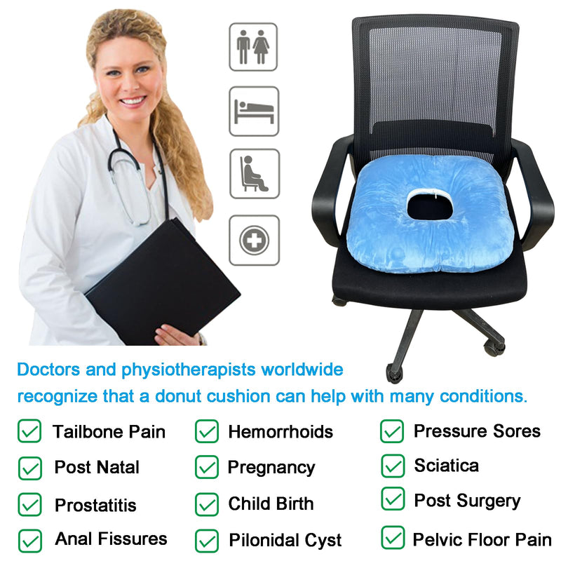 [Australia] - Donut Pillow Hemorrhoid Cushion for Tailbone Pain Relief, Medical Anti-Bedsore Seat Cushion for Pressure Sores, Bedsores, Pregnancy, Disabled & Paralyzed, Butt Pillow with Removable Cover 