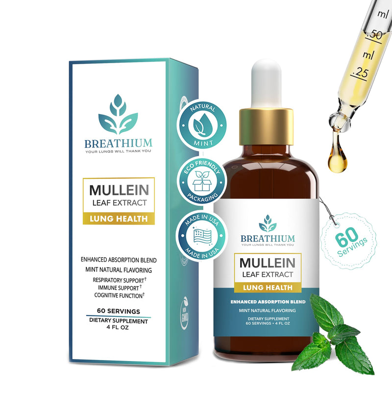 [Australia] - 4-in-1 Mullein Drops for Lungs & Gut Health ‚Äì Liposomal Mullein Leaf Extract, Sunflower Lecithin & Choline for Immune, Digestive, Allergy & Mucus Relief ‚Äì Made in USA ‚Äì 4oz Peppermint 4 Fl Oz (60 Servings) 