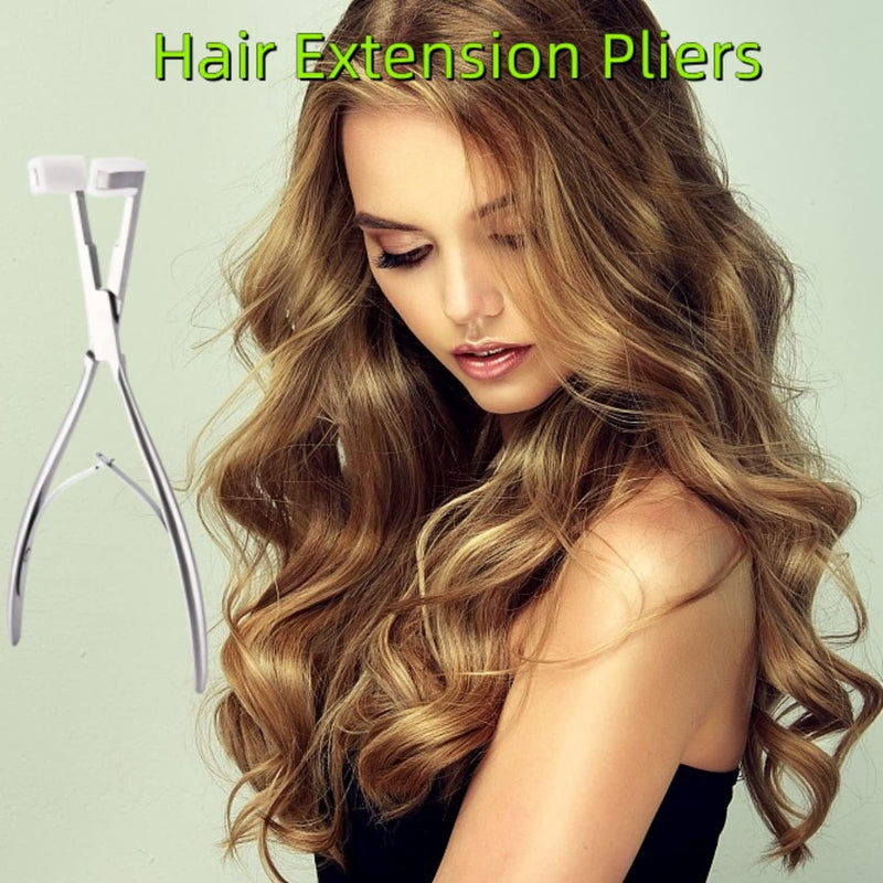 Tape in Hair Extensions Plier Silvery Stainless Steel Flat Surface Sealing Hair Extension Tools for Women Hair Extension Tools