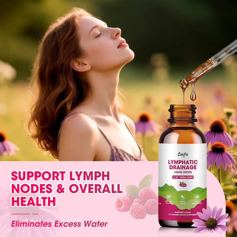 [Australia] - Lymphatic Drainage Supplements Drops for Immune, Lymph System Support, Cleanse & Detox, Liver Health with Echinacea,Elderberry,Cleavers Herb,Burdock, Calendula, Non-GMO, Raspberry Flavor, 2 Fl Oz 2 Fl Oz (Pack of 1) 