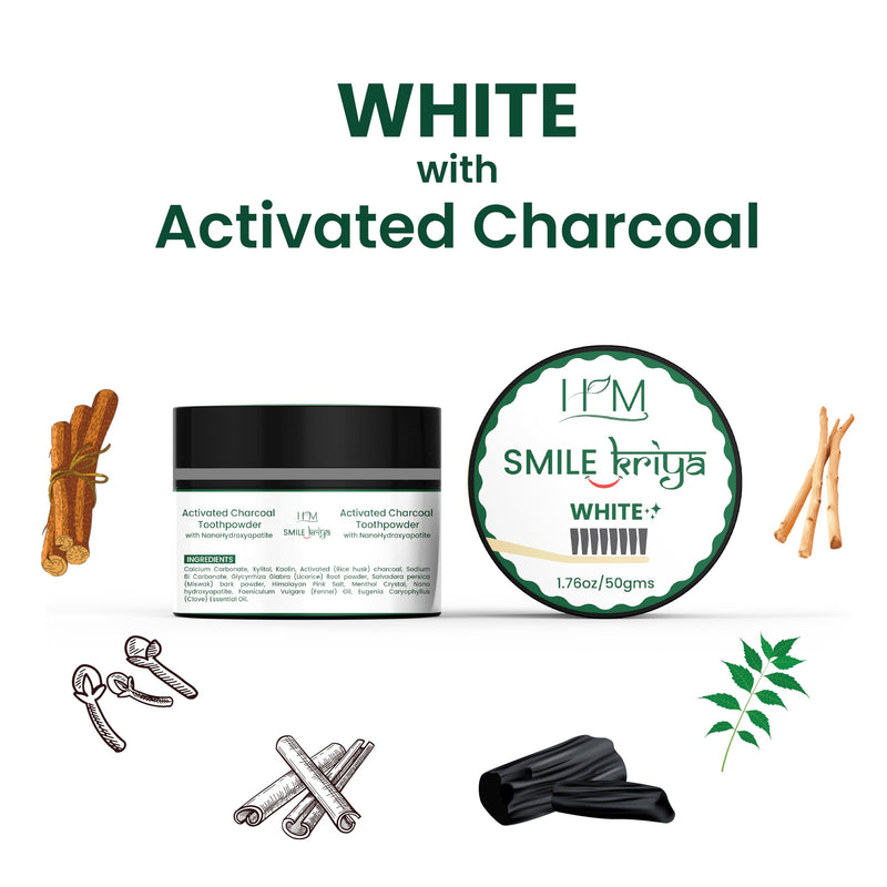 [Australia] - HM - Smile Kriya Ayurvedic Toothpowder Duo (Pack of 2) | Whitens Teeth Naturally, Remineralizes Enamel, Strengthens Gums & Freshens Breath | Activated Charcoal & NanoHydroxyapatite | 1.76 oz X 2 