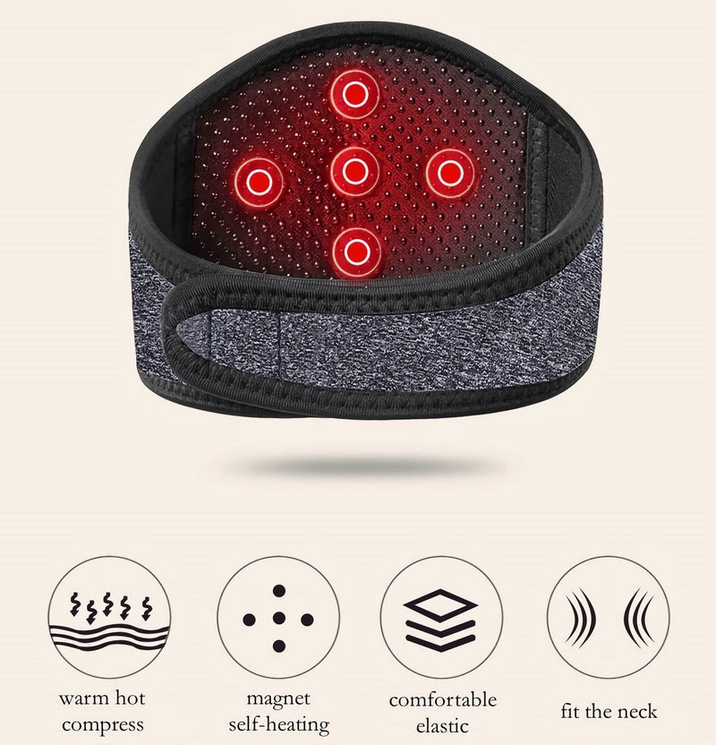 [Australia] - Self Heating Neck Brace for Men Women Magnetic Thermal Neck Wrap for Neck Arthritis Migraine Headaches Shoulders Back Spinal Pain Relief Therapy Adjustable Neck Support Neck Warmer Neck Protector 