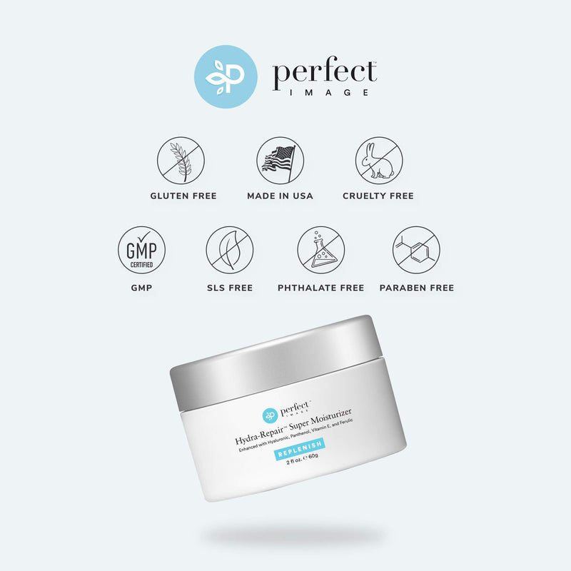 Perfect Image Hydra-Repair Super Moisturizer, Hyaluronic Acid Face Moisturizer for Women and Men, Facial Moisturizer with Vitamin E and Shea Butter, 2 fl oz. (60g) Post-Peel - Dry Rough Damaged