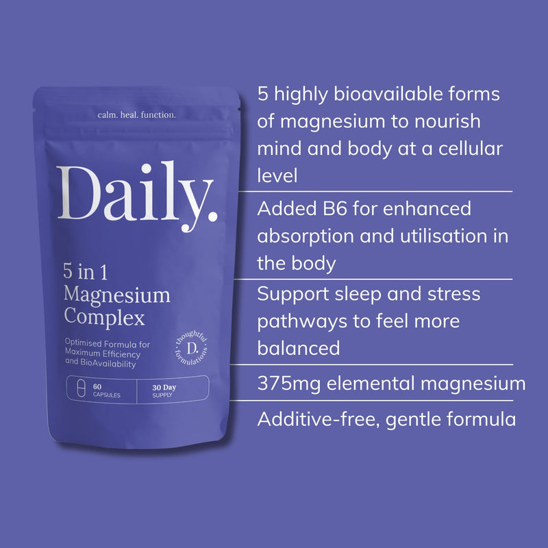 Magnesium Glycinate Supplements | Magnesium Supplements 5-in-1 with Bisglycinate, Citrate, Malate, Marine, Oxide, Vitamine B6 | High Strength Complex Sleep, Cramp, Stress, Anxiety Health Supplemet, 60