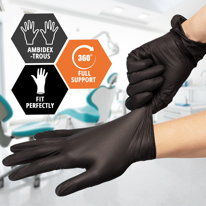[Australia] - MED PRIDE Extra Strength Black Vinyl Disposable Gloves, Powder & Latex-Free, For Surgical, Tattoo Artist, Food Prep Use 50 Medium (Pack of 50) 