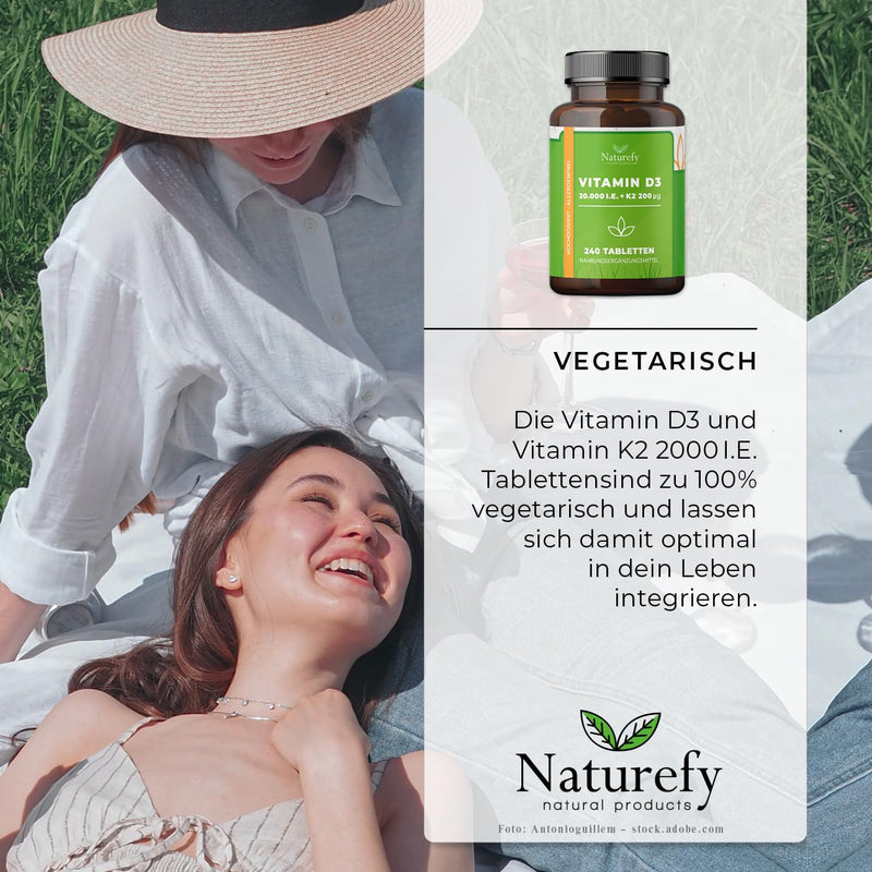 [Australia] - Vitamin D3 K2 high dose 20,000 - 240 tablets - Vitamin D 20,000 IU - Vitamin D3 K2 tablets - Vitamin D3 + K2 high dose 