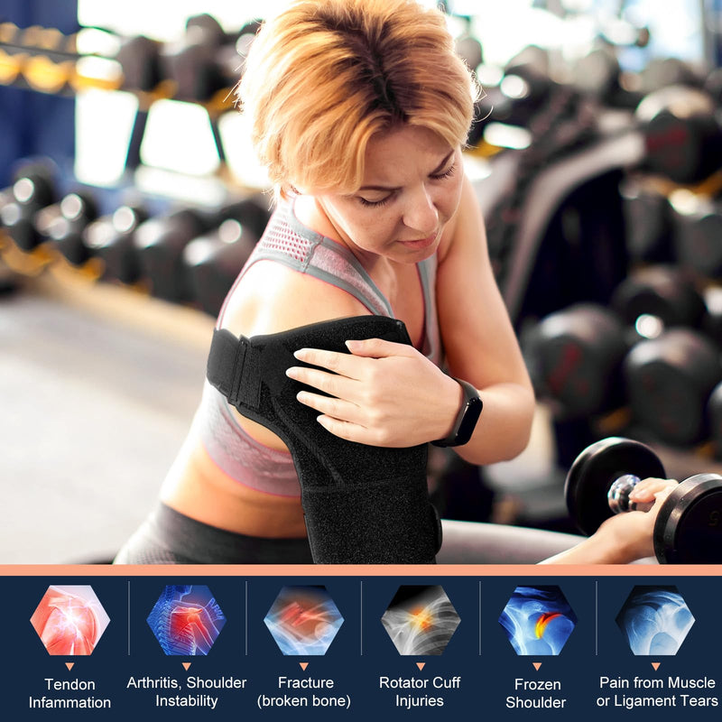 [Australia] - Shoulder Brace for Men and Women for Torn Rotator Cuff,Arm Sling Shoulder Immobilizer,Shoulders Compression Sleeve and Support For Pain Relief,Adjustable,Suitable for Both Left and Right Arms (1, Black) 1 