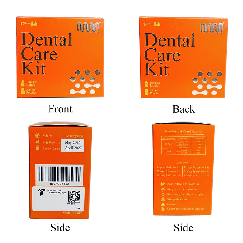 mastermedi Zinc Oxide Eugenol Cement Dental Care Kit Glue For Crowns & Bridges Filling