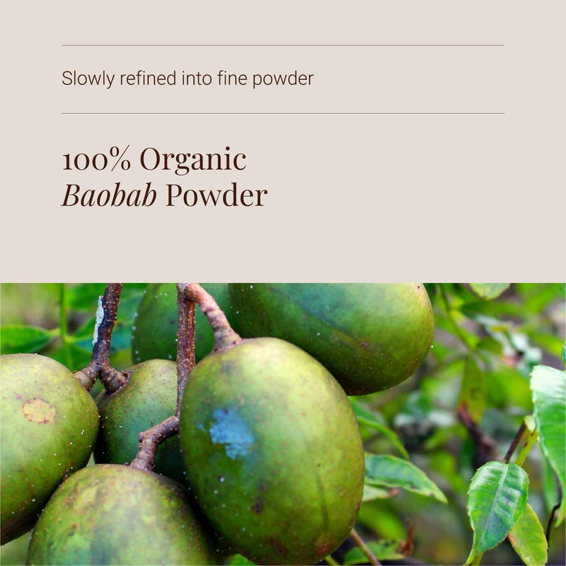 KIKI Health 100% Raw Organic Baobab Powder - Rich in Vitamin C, High Fibre & Antioxidants - Made in the UK, Vegan, Supports Healthy Skin, Digestion & Blood Sugar, Ideal for Smoothies & Juices -100 g
