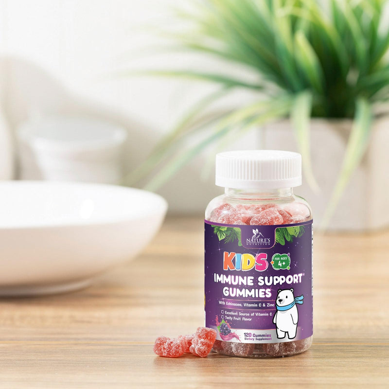 [Australia] - Immune Support Gummies for Kids & Toddler with Vitamin C, Zinc & Echinacea, Daily Childrens Immune Support Gummy Vitamins for Kids Ages 4 and Up, Vegan & Non-GMO, Natural Berry Flavor - 120 Gummies 120 Count (Pack of 1) 