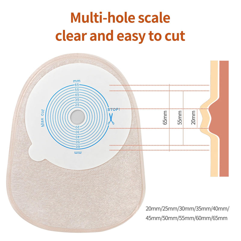[Australia] - One-Piece Closed Colostomy Bags 30PCS,15mm-65mm Cut-to-Fit,One Piece ostomy Disposable Pouch Ostomy Supplies for Ileostomy C001,Travel Backup 