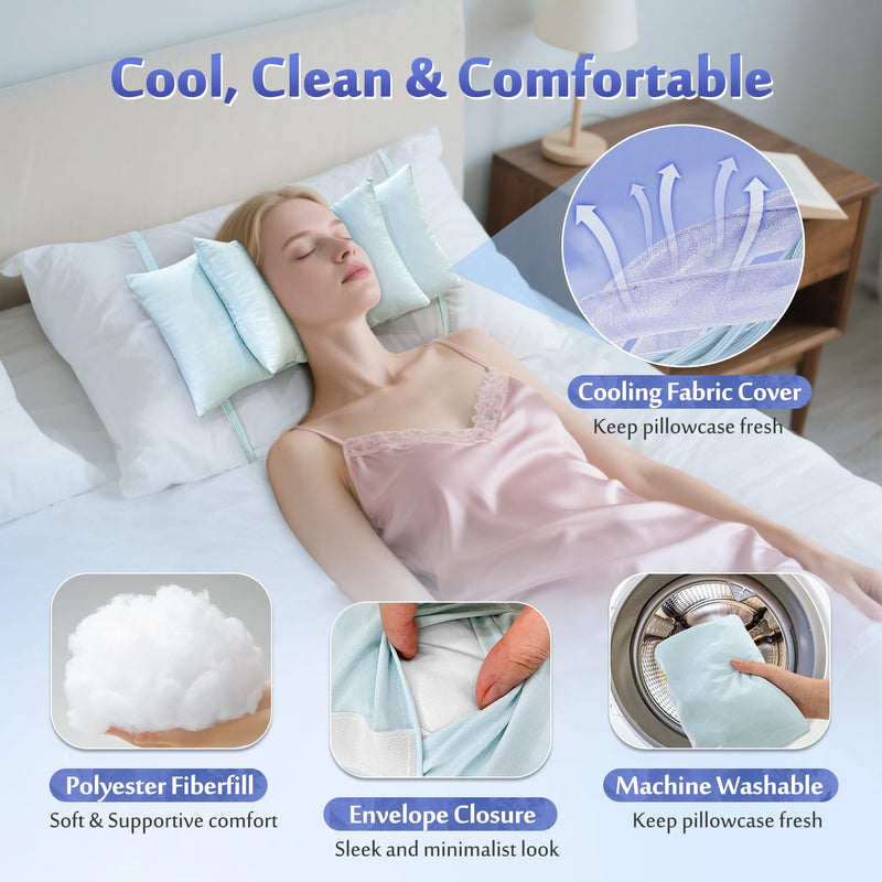[Australia] - Mybow Beauty Pillow for Sleeping on Back, Anti Wrinkle Aging Pillow for Women, Back Sleeper Pillows Neck Support, Keep Head Straight, Wrinkle Prevention, Face Head Stabilizing Positioner (Blue) 