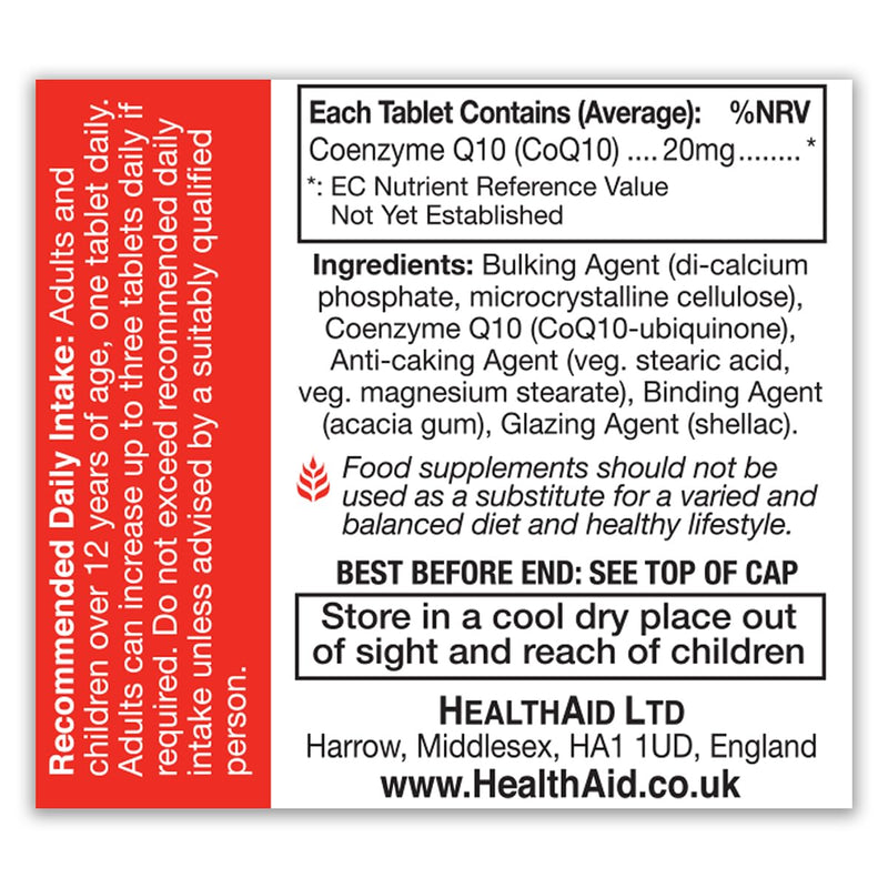 HealthAid CoQ-10 20mg - PR - 30 Tablets