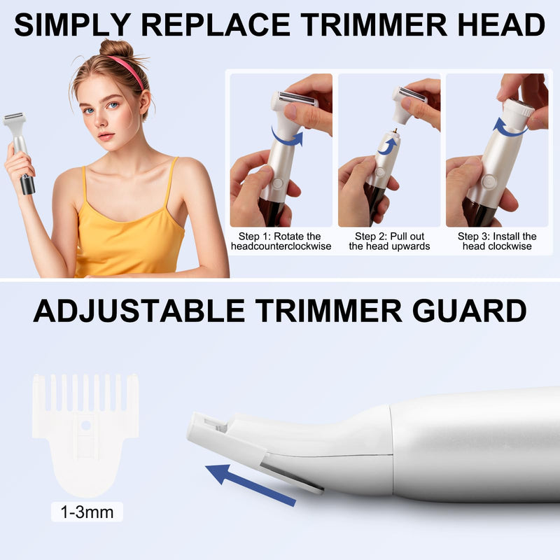 [Australia] - 5 in 1 Bikini Trimmer for Women - Electric Razors for Women, Cordless Rechargeable Electric Shaver, IPX7 Waterproof Wet Dry Lady Body Hair Remover for Face Nose Eyebrow Arm Leg Pubic Armpit Bikini 
