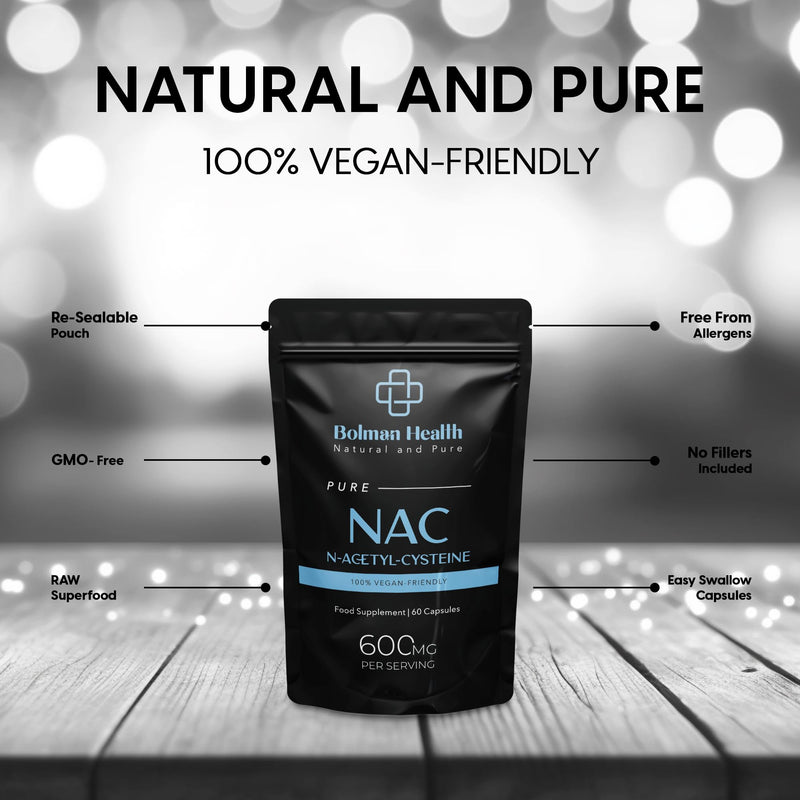 N-Acetyl-Cysteine (NAC) Capsules | 600mg Per Serving | 60 Capsules | 30 Day Supply | Supports Immune Function, Brain Function & Respiratory Health | Vegan | Non-GMO (Pack of 2) 60 count (Pack of 2)