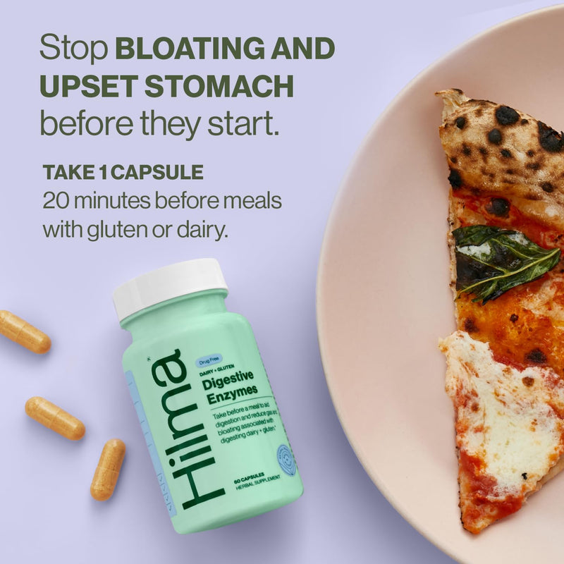 [Australia] - Hilma Digestive Enzymes for Women, Bloating Relief with Turmeric, Dandelion Root and Gluten Digestive Enzymes, Natural Gluten and Dairy Relief Pills, 60 Vegan Capsules Digestive Enzymes - 60 Count 